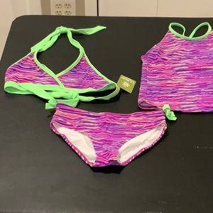 L.L Bean Girls 3 piece swim suit